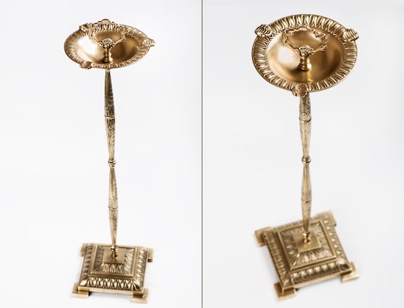 Vintage Brass Floor Standing Ashtray W/ Handle Spanish Smoking Stand for  Cigars or Cigarettes