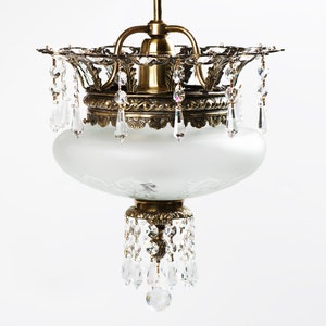 Semi-Flush Mount Brass Fixture Vintage Restored Working Lighting