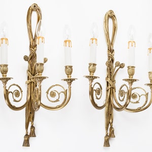 Pair vintage brass wall sconces Restored working lighting from Spain