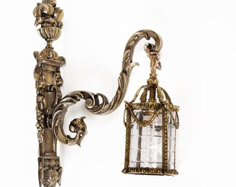 Brass wall light fixture Vintage restored working lighting