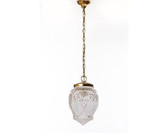 Pendant lamps with frosted glass shades Vintage restored working lighting from Spain