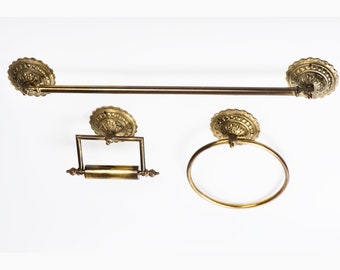 Vintage brass bathroom hardware set 3 pieces