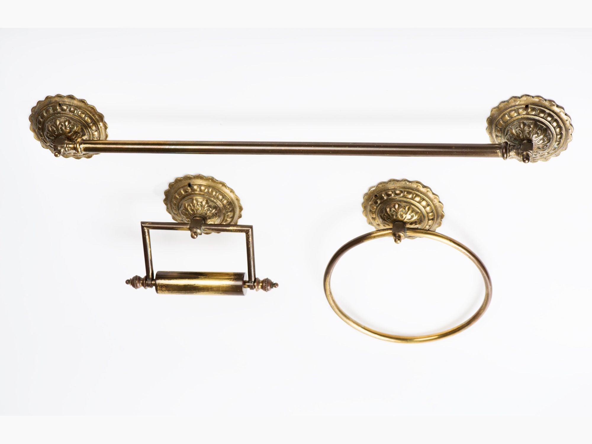 Vintage brass bathroom hardware set 3 pieces Etsy