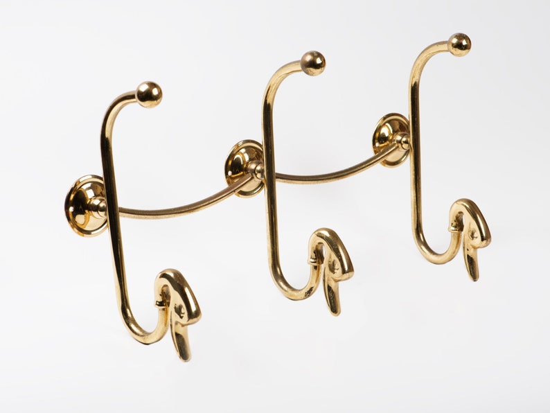 Vintage Brass 3 Double Hooks Coat Rack Etsy