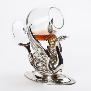 Vintage Sterling Silver Swan Brandy Glass Warmer