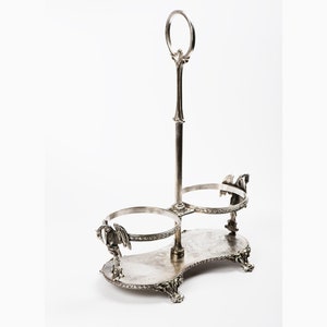 Vintage silver plated display carrier / decanter stand 2 bottle