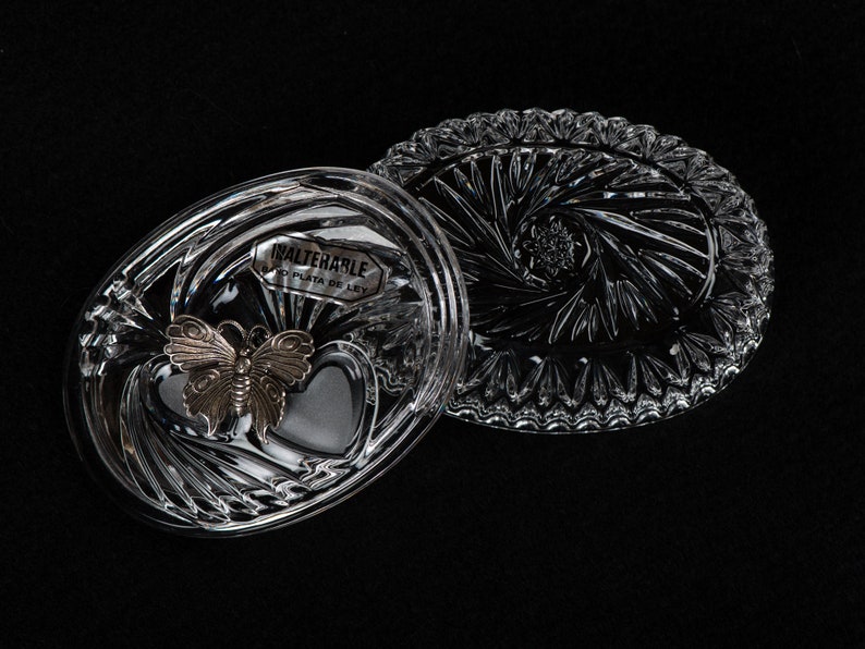 Elegant Lidded Cut Glass Trinket Box With Silver Plated Etsy