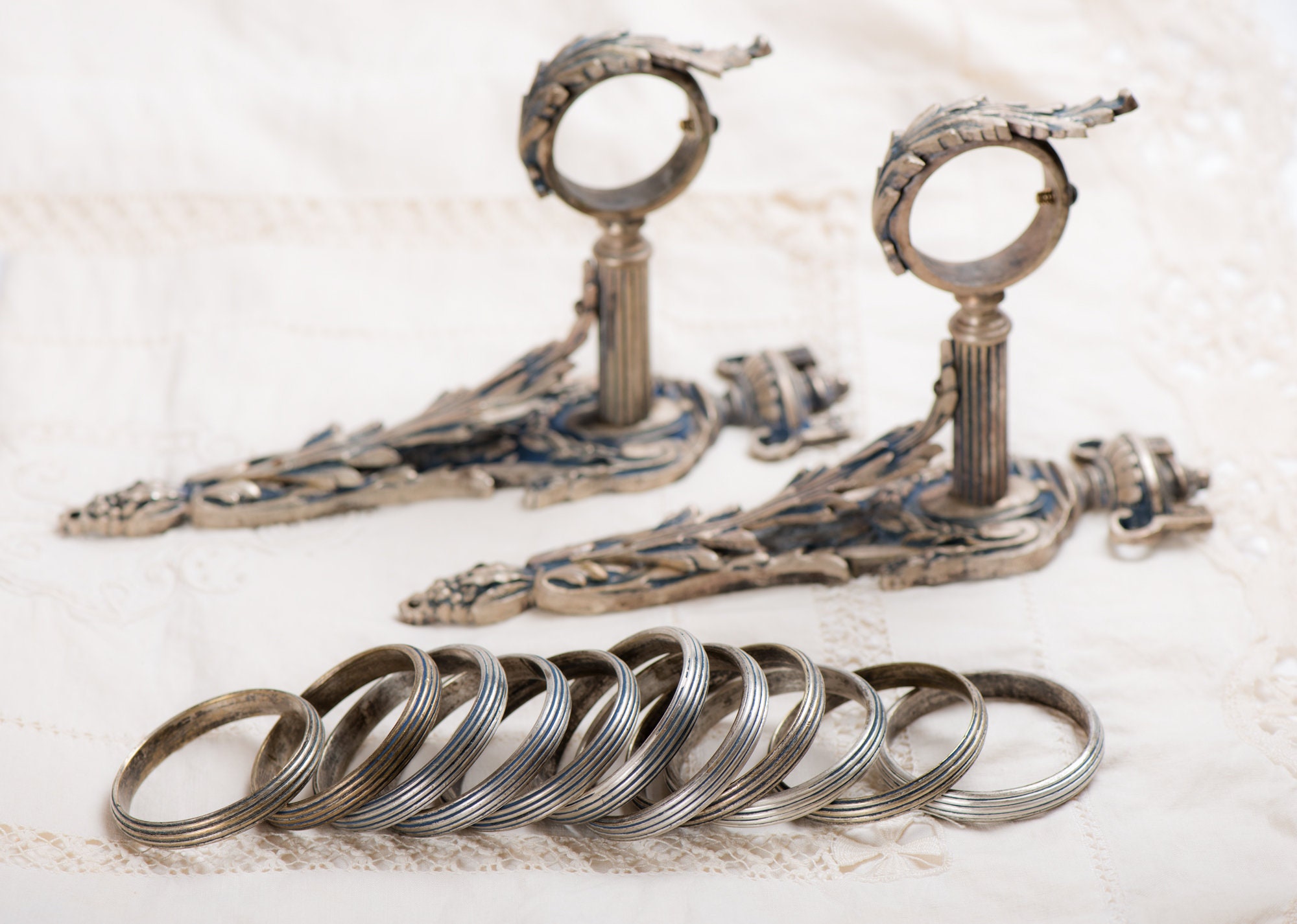 Silver Plated Solid Brass Curtain Rings without clips / eyes Etsy