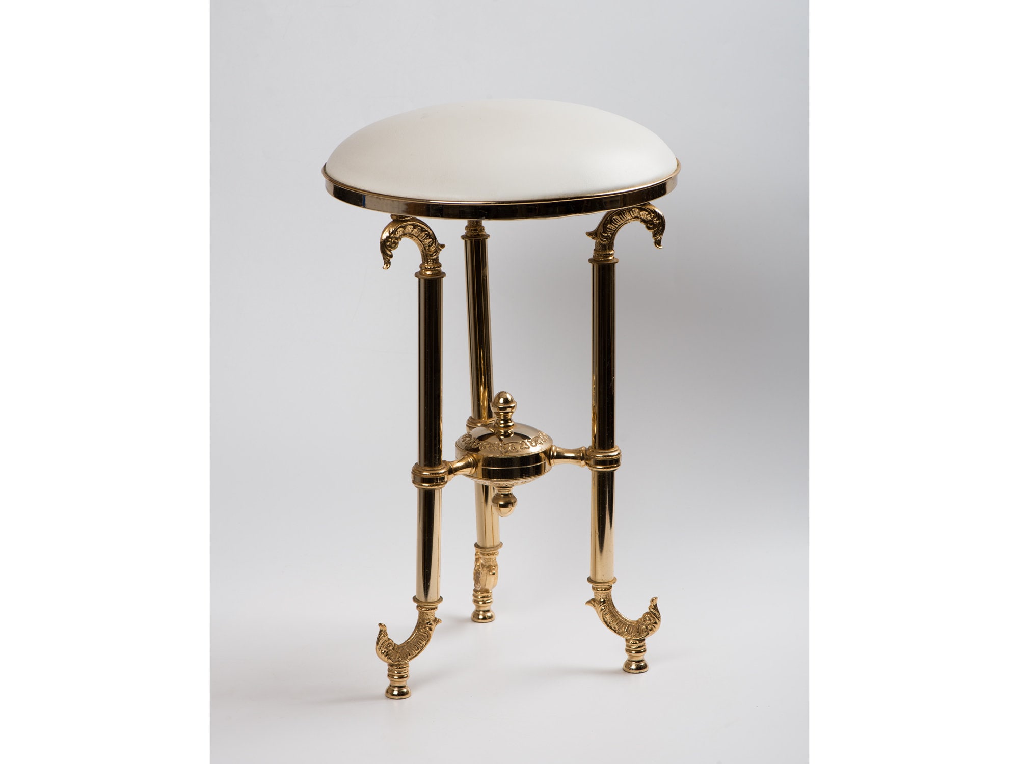 Vintage Brass Round Vanity Stool Etsy