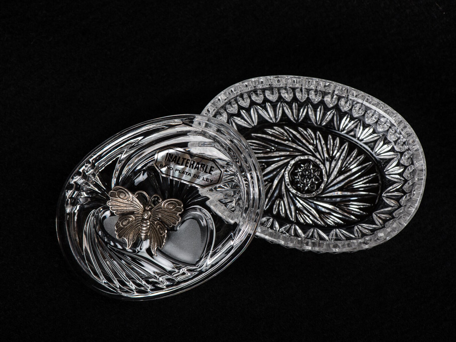Elegant Lidded Cut Glass Trinket Box With Silver Plated Etsy