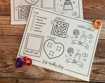 Manteles individuales de mesa de boda para niños - 2 diseños para diferentes grupos de edad - Archivo descargable