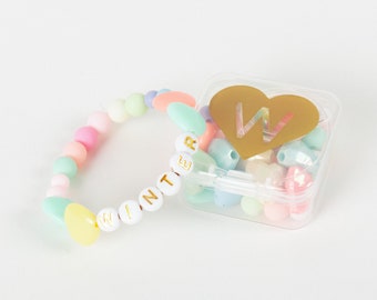 DIY Friendship Bracelet Kit - Pastel Heart Letter Beads, 2 Bracelets
