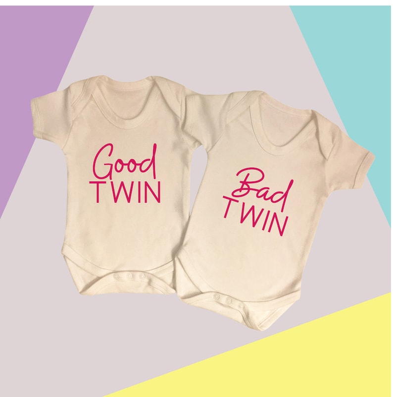 Twins Baby bodysuits Evil Twins Babygrow Vest Pack Of 2 Gifts Presents newborn