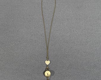 Pocket Watch Necklace Women Heart Pendant Bronze Steampunk Whimsigoth
