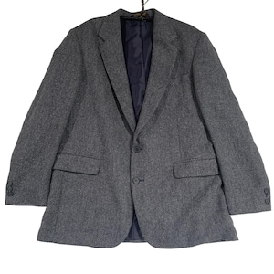 Vintage Haggar Mens Blazer Size 42 Gray Herringbone Wool Blend Sport Coat Jacket
