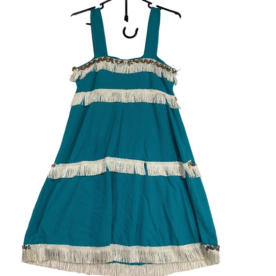 White Stag Fringe Sequin Dress Sleeveless Tiered … - image 2