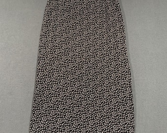 Falda larga maxi geométrica abstracta de seda 100% negra y blanca para mujer, talla 14, de VTG Jones New York, marca New York.