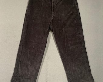 LL Bean Classic Fit Corduroy Pants Mens 38W Actual: 36" Black Relaxed Leg Cotton