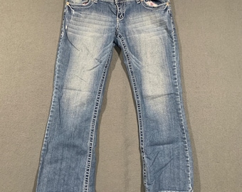 Maurices Bootcut Jeans Womens 9/10 X-Short Low Rise Thick Stitch Y2K Denim