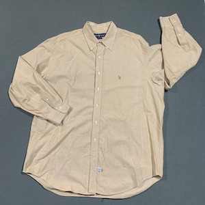 Ralph Lauren Yarmouth Mens Tan Long Sleeve Button Down Shirt 17 1/2 34