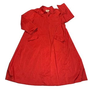 London Towne Raincoat Vintage Red Pockets Full Length Rain Coat Size 10