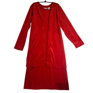 Blair Women&#39;s Red Velour Dress and Jacket Set Size Large L Formal