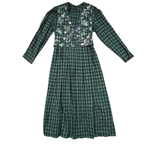 90s gingham dress Vintage 90s City Triangles Red Navy Gingham Mini Dress Womens 9