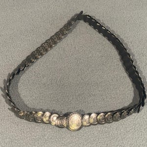 Vintage Medallion Coin Link Elastic Statement Belt In Silver Tone s-l400.jpg main image 2