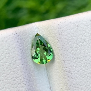 Natural Green Tsavorite Garnet: Pear Cut Gemstone, 0.42 Carat