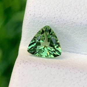 Natural Tsavorite Garnet: 0.47 Carat Trillion Cut Green Gemstone