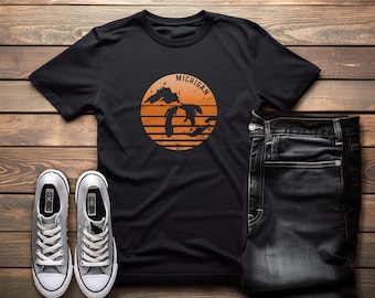 Koszulka Michigan dla niej|Koszulka Great Lakes na prezent|Koszulka Michigan Great Lakes|Koszulka Great Lakes of Michigan|Pomysł na prezent Great Lakes|Koszulka Sunset TEE|