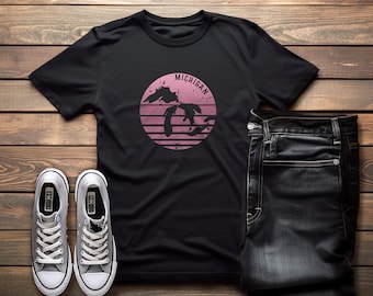 Koszulka Michigan dla mamy|Koszulka Great Lakes na prezent|Koszulka Michigan Great Lakes|Koszulka Great Lakes of Michigan|Pomysł na prezent Great Lakes|Koszulka Sunset TEE|