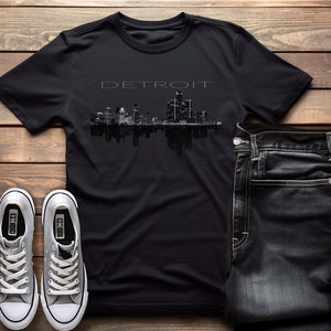 Detroit Skyline Tee|Detroit skyline at night|Detroit gift idea|Detroit fans t shirt|Detroit lovers Tee shirt|gift idea for him|Detroit Grit