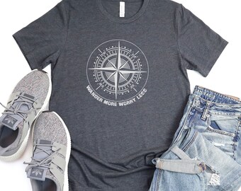 Wander More Worry Less camiseta para mamá camisa de camping para aventuras camisa de camping para papá camiseta de camping para camisa de senderismo para regalo de jefe