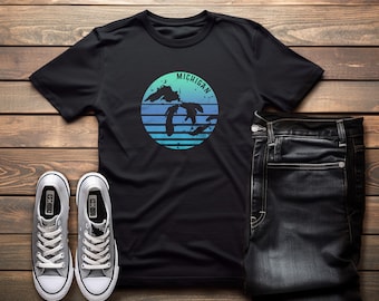 Koszulka Michigan dla mamy|Koszulka Great Lakes na prezent|Koszulka Michigan Great Lakes|Koszulka Great Lakes of Michigan|Pomysł na prezent Great Lakes|Koszulka Sunset TEE|