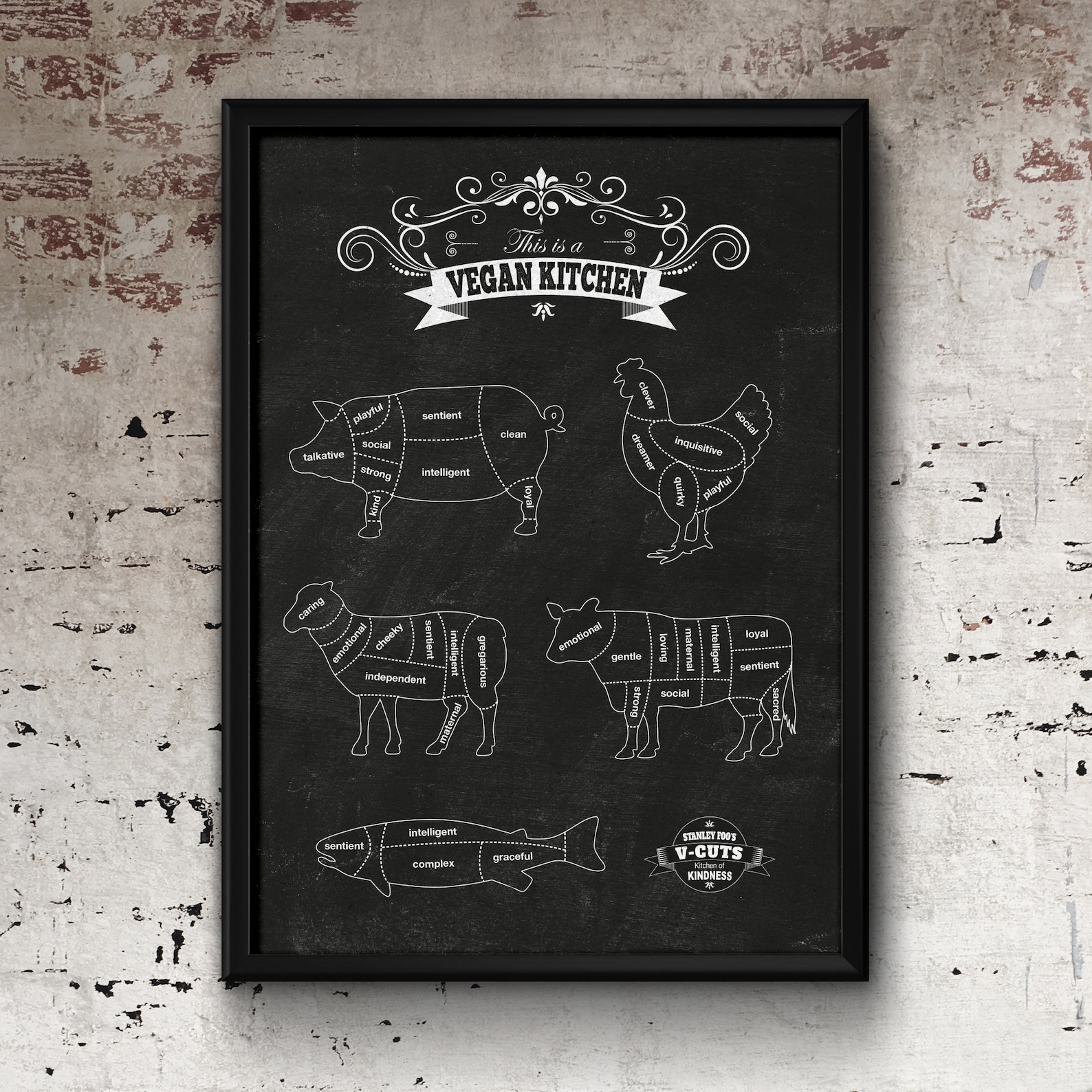 Vegan Art Print on Heavyweight 300gsm Recycled Board. VCUTS Etsy UK