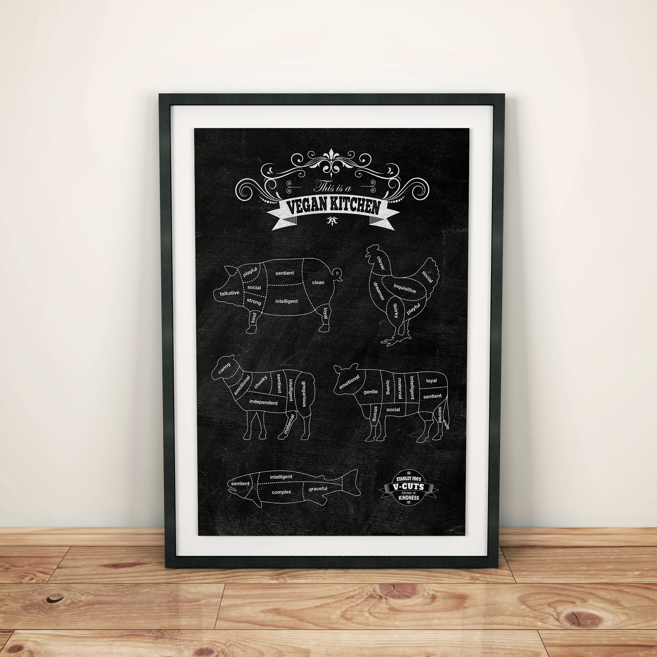 Vegan Art Print on Heavyweight 300gsm Recycled Board. VCUTS Etsy UK