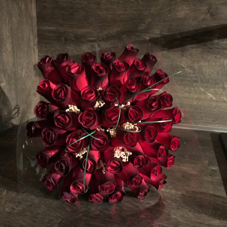 Wooden Rose Bouquet Rose Cellophane Wrapped Etsy