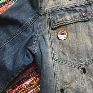 Rainbow LGBTQ Queer Polymer Clay Antique Bronze Pin Lesbian Gay