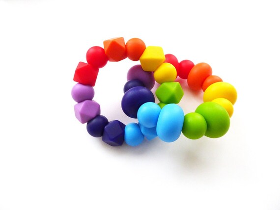 rainbow teething ring