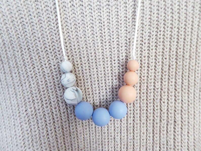 Silicone Beaded Necklace Teether Necklace Silicone Nursing Necklace Baby Teething Necklace Breastfeeding New Mum Gift