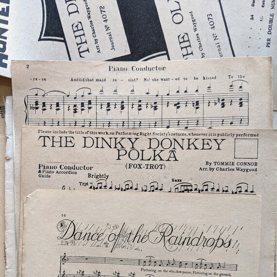 Pack 25 Vintage Sheet Music Craft Junk Journal Decoupage