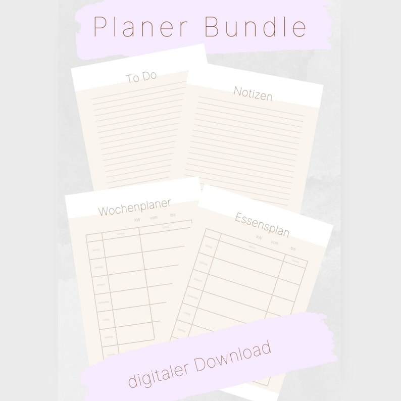 Planer Bundle Notizen To Do Wochenplaner Essensplan