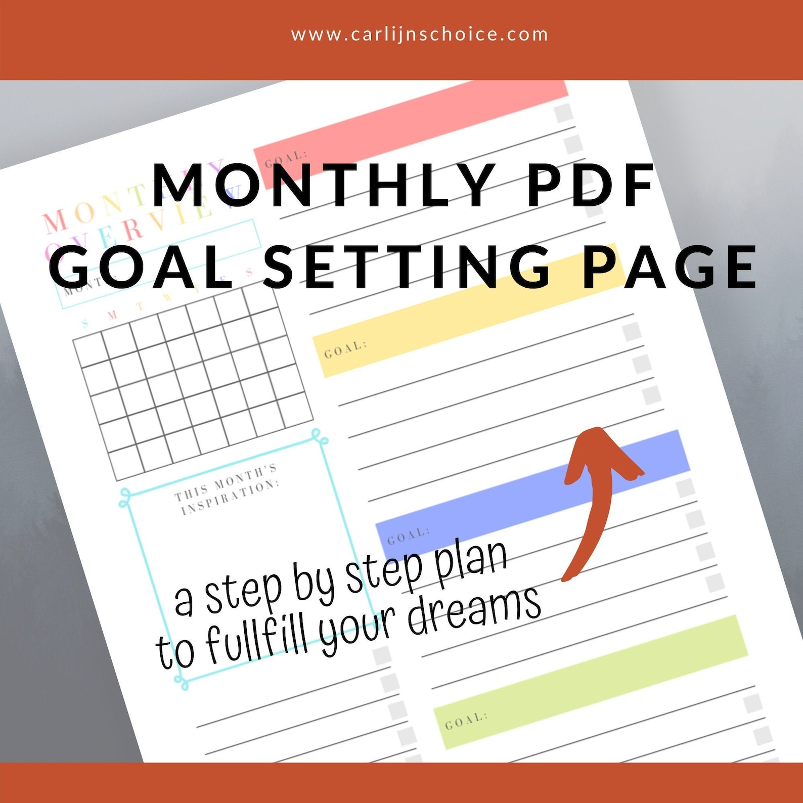 Monthly Goal Setting Page