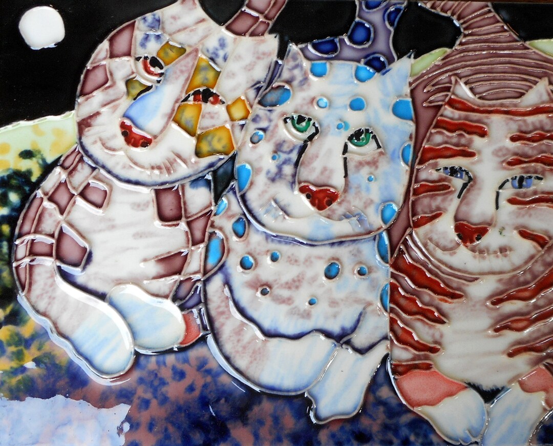 Hand Painted Ceramic Cat Art Tile With Easel Back - Nigeria | Ubuy