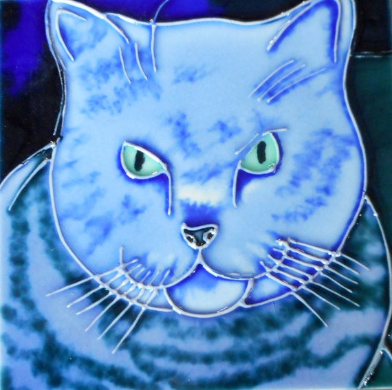 Hand Painted Ceramic Cat Art Tile With Easel Back - Nigeria | Ubuy