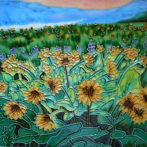 Ceramic art flower tile with easel back 8 x 8 inches