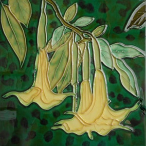 Ceramic art flower tile with easel back 6 x 6 inches