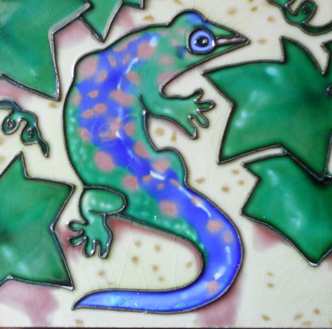 Lizard Ceramic Art Tile 6 X 6 Inches With Easel Back Etsy
