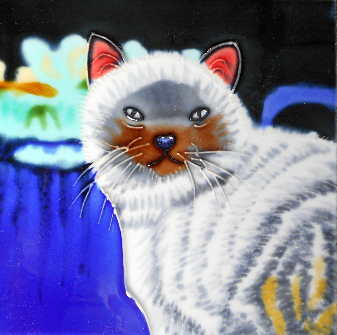 Hand Painted Ceramic Cat Art Tile With Easel Back - Nigeria | Ubuy